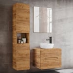 Ensemble meuble simple vasque 60cm et colonne Arun Bois