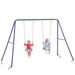 Outsunny Balançoire portique, balançoire pour Enfants, avec 2 siège de balançoire, Structure en métal, Charge Max. 90 kg, pour Jardin, Parc, pour garçon Fille de 3 à 8 Ans, Multicolore