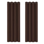 Deconovo Rideaux Occultants Isolant Thermique Anti Froid, Rideaux pour Chambre Gar?on, Design Moderne à Oeillets, 140x175 CM (Largeur x Hauteur), Chocolat, 2 Pièces