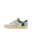 Diadora Mixte Magic Basket Low Suede Leather Chaussure de Gymnastique, White Dark Forest, 37 EU