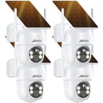 Anran - 4PCS Caméra de Surveillance Extérieur sans Fil Solaire 2K 3MP hd Batteries Rechargeable avec panneau solaire intégrée- Lot de 4 cameras Q04