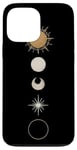 iPhone 13 Pro Max Minimalist Celestial Art Golden, Sun Full Moon Case