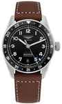 Longines L3.802.4.53.2 Spirit Zulu Time Musta/Nahka Ø39 mm