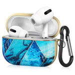 TNP Hard Protective Case Cover for Apple AirPods Pro/ 3 Gen, Cute Stylish Cover with Carabiner Clip Keychain Accessories Compatible with Airpod Pro 3rd Generation 2019 Girls Women Men (Blue Ocean)