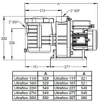 pentair - pompe à filtration 1.5 cv, 22m3/h triphasé - ultraflow 22t