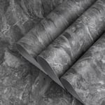 Papier Peint Gris Foncé Texture Marbre Auto-adhésif Rouleau de Papier Peint Vinyl Wrap 3D Effet Béton Granit Papier de.[Z388]