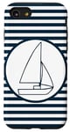 Coque pour iPhone SE (2020) / 7 / 8 Nautical Stripes Bleu Marine Blanc Minimaliste Yacht Voilier