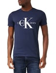 Calvin Klein Jeans T-Shirt Homme Manches Courtes Core Monologo Slim, Bleu (Night Sky), L