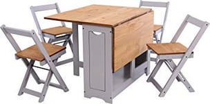 Greenheart Furniture (UK & Ireland) Butterfly dining set with 4 folding chairs (Grey and Pine Table & Chairs)