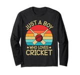 Cricket Game Cricket Lovers Just A Boy Who Loves Cricket Long Sleeve T-Shirt