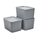 Iris Ohyama, Lot de 4 Boites de Rangement en Plastique avec Couvercle, Empilables, pour Cuisine, Salle de Bain, Chambre, Placard, Bureau, Organisation Solide & Durable, SNL-MD