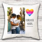 i-Tronixs® Personalised Valentines Cushion Cover Pillow For Boyfriend Girlfriend Husband Wife Wedding Engagement Gift Customise Your Picture Photo Image Couple Present (40cm X 40cm)Pillow Insert 0011