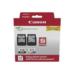 Fotopaket - CANON - PG-510/CL-511 - 1 färgpatron 9 ml - 1 svart patron 9 ml - Fotopapper ingår