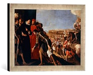 'Encadré Image de Anastasio fontebuoni "Catherine de Medici 1569 accueille les Toscane gesandten troilo Orsini, l'aide Militaire pour Charles IX de France Impression d'art dans le cadre de haute qualité Photos fait main, 40 x 30 cm, argent, Raya