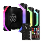 Pack de 3 Ventilateurs 120mm A-RGB ABKONCORE Spider Spectrum Sync pour Boitier PC - Neuf