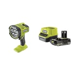 Ryobi - Spot LED 18V - 3 intensités - 3000/1500 / 500 Lumens - peut éclairer à plus de 600 mètres - 1 batterie 2Ah et 1 chargeur rapide