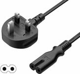 UK Plug Mains Lead TV Power Cable 2 Pin C7 For Playstation PS4 Xbox Sky Figure 8