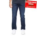 Crosshatch Chas Straight Fit Jeans Smart Casual Mens Dark Wash