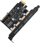 Carte d'extension USB 3.0 4 ports PCI-E vers USB 3.0 Type-A avec connecteur d'alimentation SATA 15 broches (câble SATA inclus) pour Windows XP/Vista/7/8/10/Ubuntu