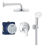 GROHE Eurosmart Cosmopolitan - Concealed Shower Set (with Tempesta 210 Head Shower 1 Spray, Hand Shower 2 Sprays, Automatic Diverter Bath/Shower), Chrome, 25219001