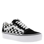 Baskets basses femme Vans en cuir nubuck noir à lacets plats