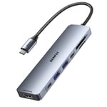 BENFEI 7-in-1 USB C Hub with HDMI(4K@60Hz), 2 USB-A, 1 USB-C Data, 100W Charge, SD/TF Card Reader, Silicone Tangle-Free Cable Compatible with MacBook Pro/Air, iPad Pro, iMac, iPhone 15 Pro/Pro Max