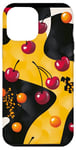 Coque pour iPhone 12 Pro Max Jaune Pop Art à carreaux Y2K Cerise 8 boules Imprimé guépard