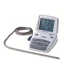 TFA Dostmann 14.1500 Thermo-minuterie de cuisine électronique, Thermomètre pour cuisson au four (blanc)