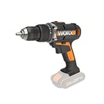 WORX - Perceuse-visseuse sans Fil à percussion 20V - Avec 2 Vitesses Variables - Avec Lumière LED - Avec Coffret de Rangement - 50 Nm - 13mm - WORX WX372.9 (livrée sans batterie ni chargeur)