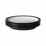 Denby - Elements Medium Black Plates Set of 4 - Dishwasher Microwave Safe Crockery 22cm - Black, White Ceramic Stoneware Tableware - Chip & Crack Resistant Lunch Plates