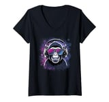 Womens Monkey DJ Gift Men party Disco Concert Music Deejay V-Neck T-Shirt