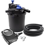 Kit complet: CPF-2500 Filtre de bassin à pression jusqu'à 6000 l avec 11 Watt lampe uv, NEO3800 SuperEco pompe 3600l/h 20W, 5m Tuyau 32 mm (1 1/4),