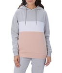 M17 Womens Ladies Stripe Colour Block Hoodie Pullover Soft Cosy Casual Hooded Sweatshirt Top Long Sleeve Jacket Jumper (S, Grey)