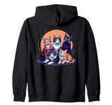 Retro Kitten Cats, Funny Orange Tabby Cats And Black Cats Zip Hoodie