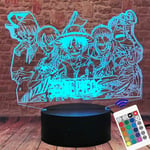 LOUHH Lampe One Piece, 3D LED Smart Remote Control Lampe 16 Couleurs NoëL Cadeau Chambre D'Enfant DéCoration Cadeau De Vacances