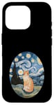 Coque pour iPhone 16 Pro Robe Nuit Étoilée et Robe Van Gogh Chat Orange Chat Roux