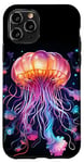 Coque pour iPhone 11 Pro Méduse lumineuse arc-en-ciel, méduse, créature de la mer profonde #4