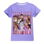 Barn Tonåringar Pojkar Flickor Taylor Swift Eras Tour Tryck T-shirt Musik Konsert Fans Film Merchandise Tee Shirt Toppar Gåvor Purple 15-16 Years