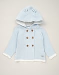 Rock A Bye Baby Girls Hooded Bear Cotton Knit Cardigan - Sky Blue - Size 6-12M