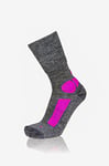 EIGHT SOX Chaussettes de Trekking en Laine mérinos pour Femme S Dark Grey Melange/Berry