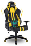 Qulomvs Big and Tall Gaming Chair for Adults 400LBS Heavy Duty Computer Massage Video Game Chair Ergonomic PC Racing Gamer Chair Headrest and Lumbar Support (Yellow)