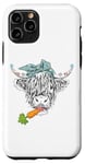 iPhone 11 Pro Cute Highland Cow Easter Spring Season Eggs Carrot Bandana Case