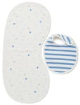 BABY BOYS BURP CLOTH AND BIB NEW M&S BLUE WHITE SOFT TOWELLING COTTON BLEND