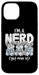 Coque pour iPhone 14 Bunny I'm A Nerd Get Over It Nerdy Geek Rabbit Reading Gamer