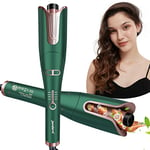 janelove Automatic Hair Curler, Curling Wand, Hair Curlers for Long Hair,170°-230° Adjustable Temperature,Ceramic Barrel, with Portable Storage Bag,(Green&Gold)