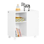 SoBuy Caisson de Bureau Support Imprimante Roulant Organiseur Bureau Mobile Caisson avec Tiroirs et Compartiments, Meuble de Rangement Bureau - 58x35x59 cm, ASK05-W