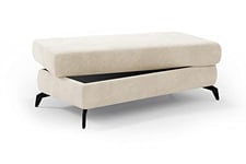 CAVADORE Rebond Pouf rembourré, Polyester Bois Métal Cordon, Crème Lincoln, Grand modèle