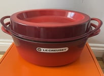 Le Creuset 35cm Oval Doufeu  Cast Iron - Cerise  (NEW)