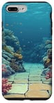 Coque pour iPhone 7 Plus/8 Plus Récif de corail sous-marin vintage paysage graphique