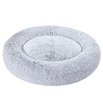 Amazon Basics Lit renforcé en fausse fourrure Doux en forme de donut pour animal domestique, Chien, Lavable en machine, ‎91 cm, Gris